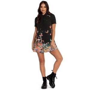Blackmilk Fairytale Floral Short Sleeve Shirt Dress Size Medium